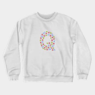 Floral Monogram Letter Q - pink and blue Crewneck Sweatshirt